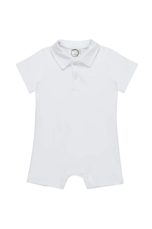Boy's Short Sleeved Polo Style Collared Romper