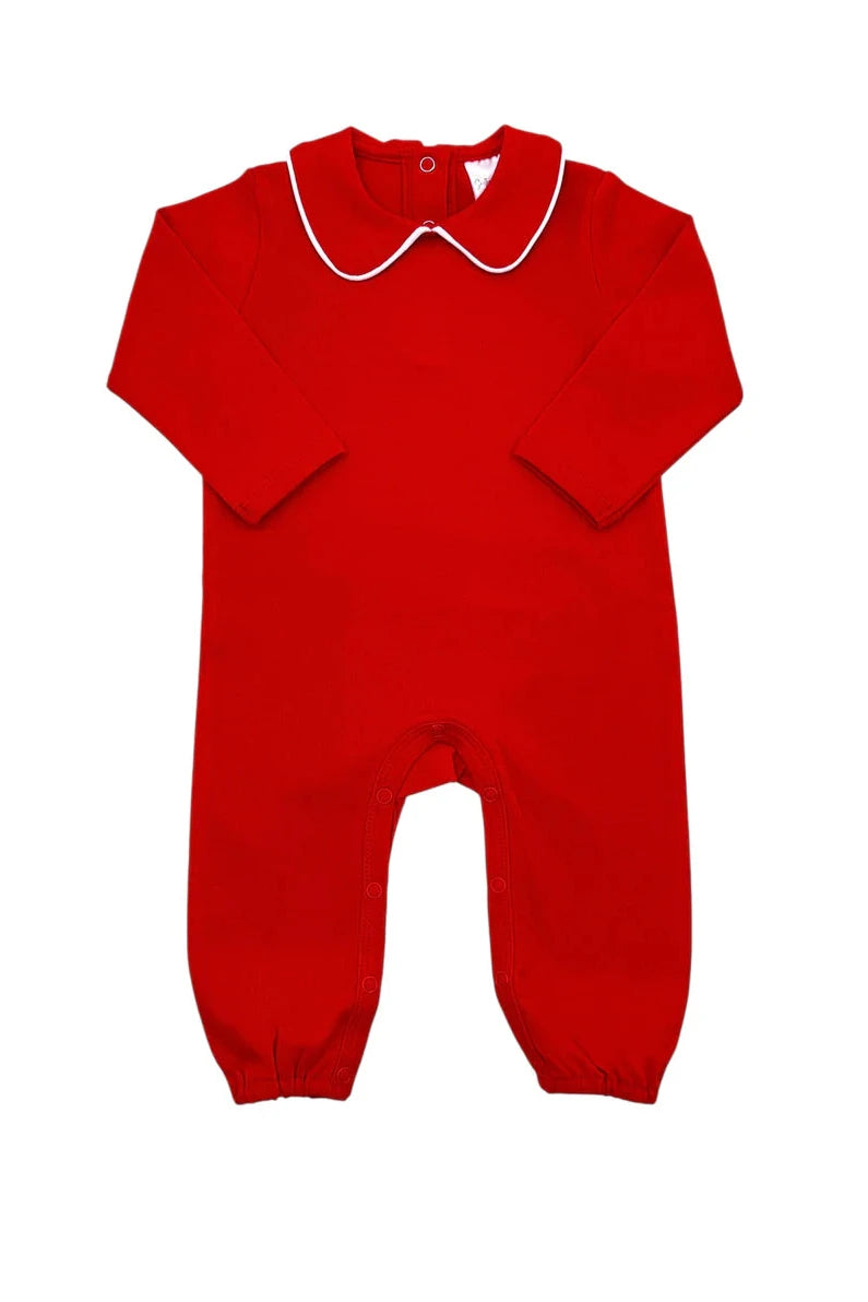 Long Sleeve Piping Collared Romper