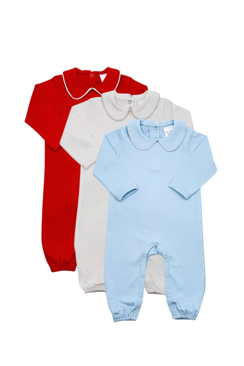 Long Sleeve Piping Collared Romper