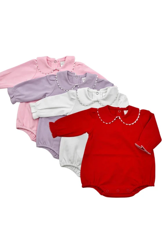 Long Sleeve Scalloped Collared Bubble